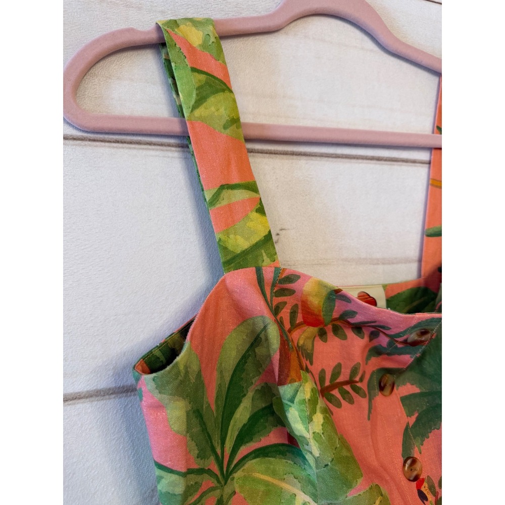 FARM Rio Tropical Palm-Print Mini Dress in Coral and Green - Picture 3 of 7